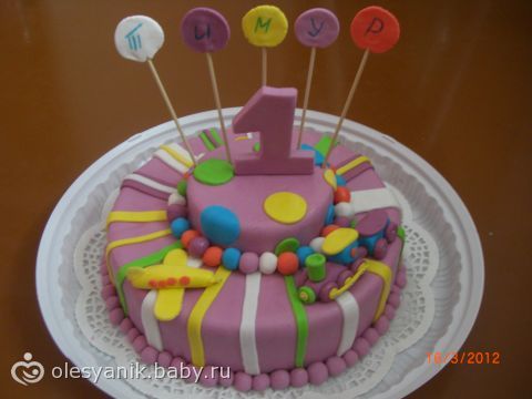 Торт из мастики на годик своими руками девочке Торт из мастики на годик своими руками девочке
